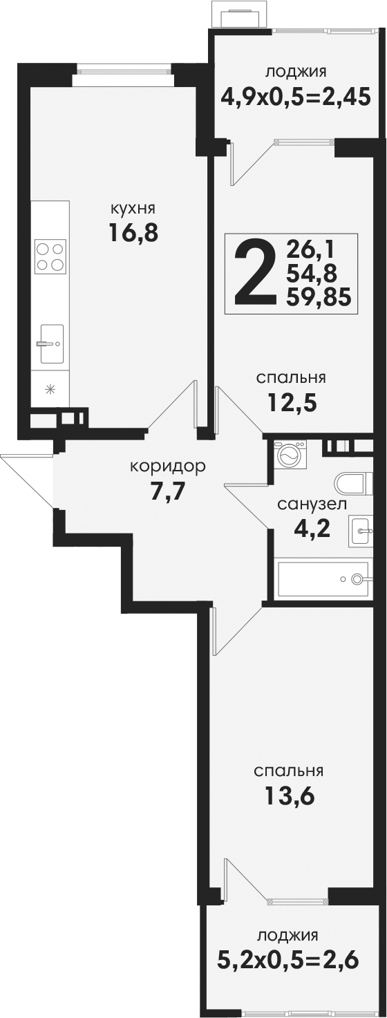 3-комн. Новая Елизаветка