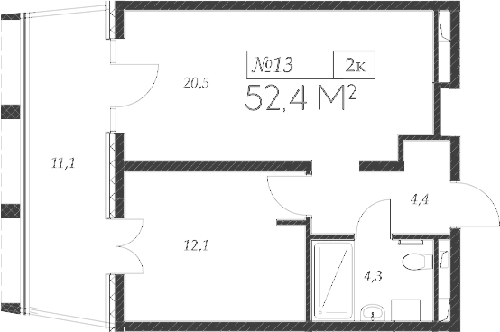 Продается 2-комн. квартира, 41.3 м²