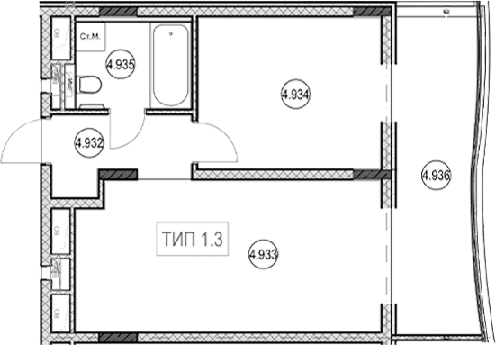 2-комн., 40.3 м², 9/9 этаж, ЖК «ГК Сан Гарден Хотел&СПА»
