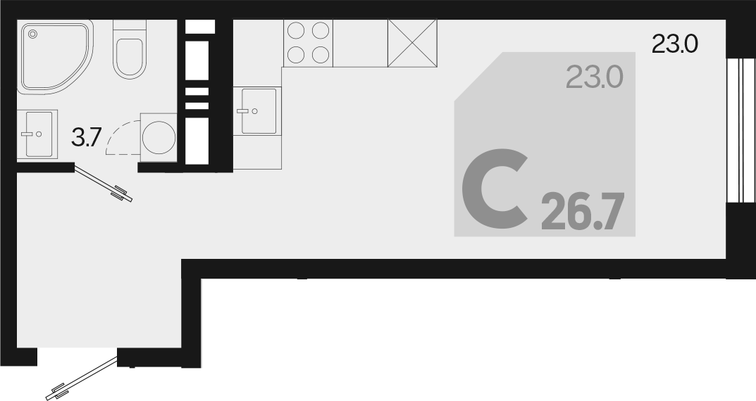 Студия, 26.7 м², 10/18 этаж, ЖК «Первое место»