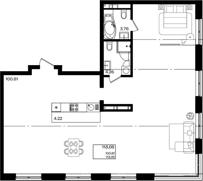 Объект, 113.05 м², 18/18 этаж, ЖК «Патрики»