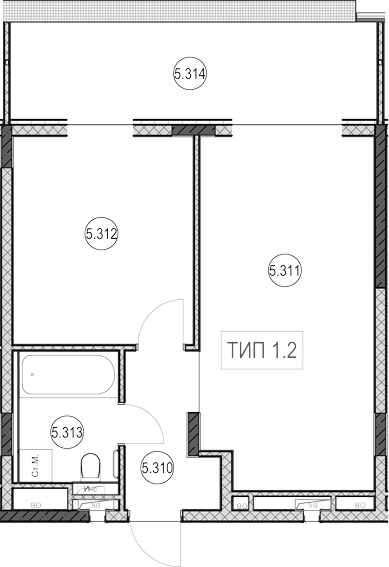 1-комн., 41.2 м², 3/7 этаж, ЖК «ГК Сан Гарден Хотел&СПА»