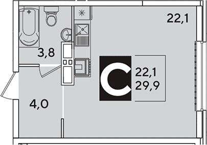 Продается 1-комн. квартира, 29.9 м²