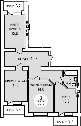 3-комн. Кубанская усадьба. ООО СЗ Кубанская усадьба