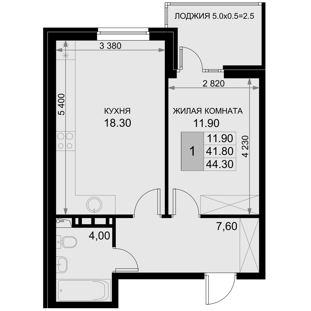 Продается 2-комн. квартира, 41.8 м²