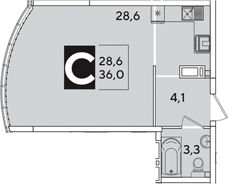 Продается 1-комн. квартира, 36 м²