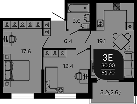 Продается 3-комн. квартира, 60.9 м²