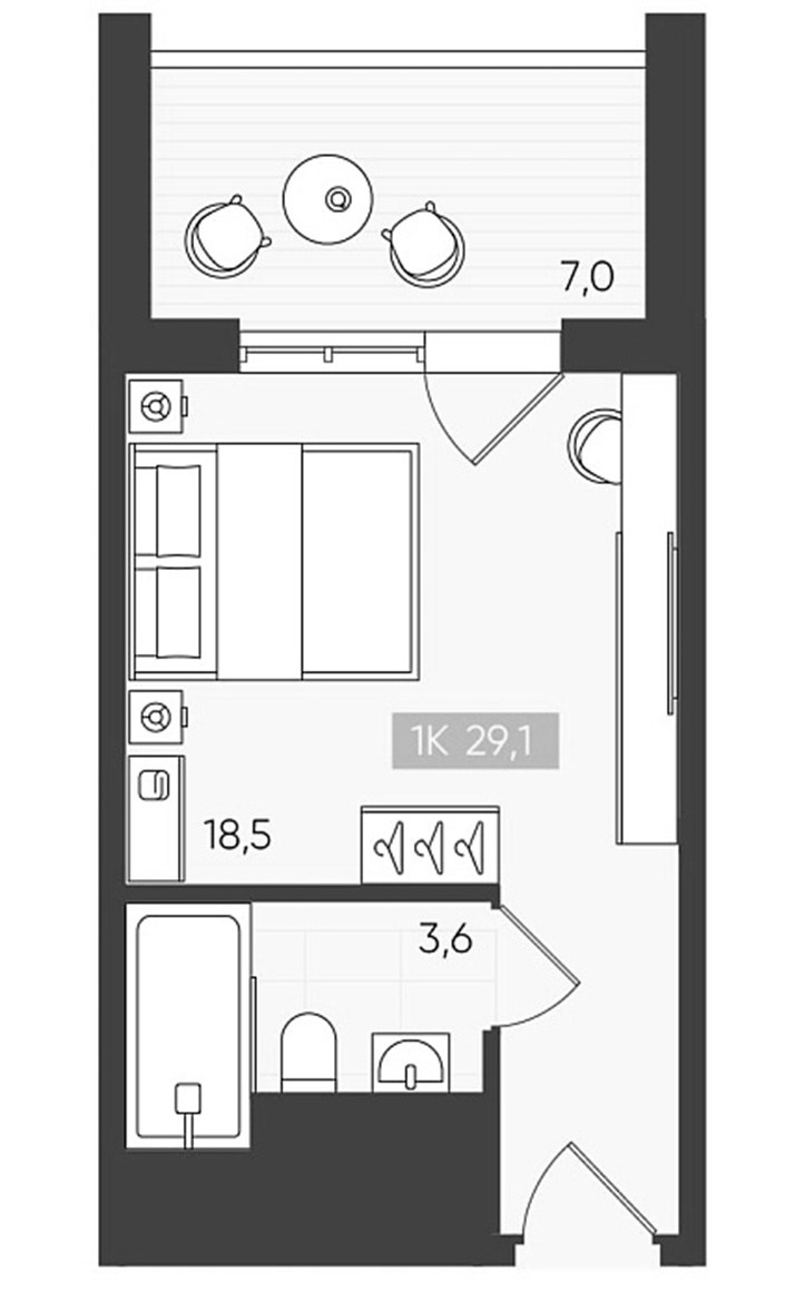 Студия, 22.1 м², 3/6 этаж, ЖК «Палаццо Де Агой»