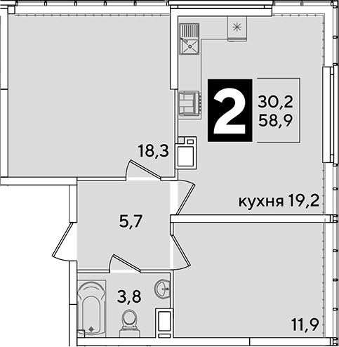 Продается 3-комн. квартира, 58.9 м²