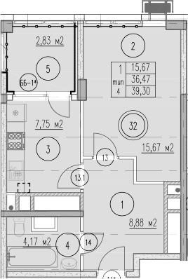1-комн., 36.47 м², 5/10 этаж, ЖК «Agoy Park Residence by Lavicon»