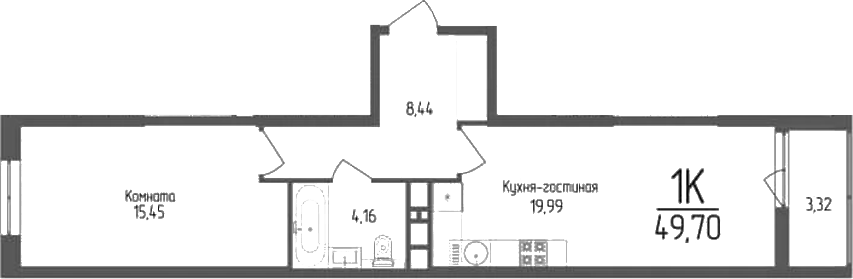 Продается 1-комн. квартира, 48.04 м²