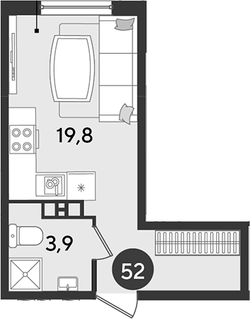 Студия, 23.7 м², 3/16 этаж, ЖК «Парк Победы»