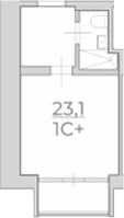 Студия, 23.1 м², 4/4 этаж, ЖК «Комплекс Luciano»