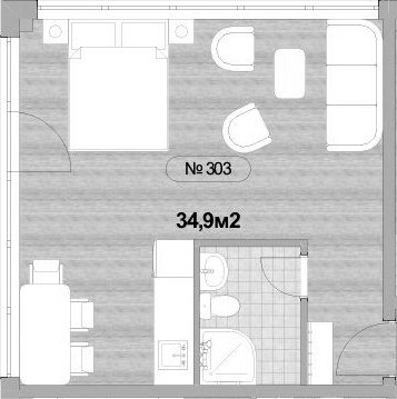 Объект, 34.9 м², 3/3 этаж, ЖК «Апартаментный комплекс Мореин»