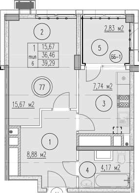 1-комн., 36.46 м², 4/10 этаж, ЖК «Agoy Park Residence by Lavicon»
