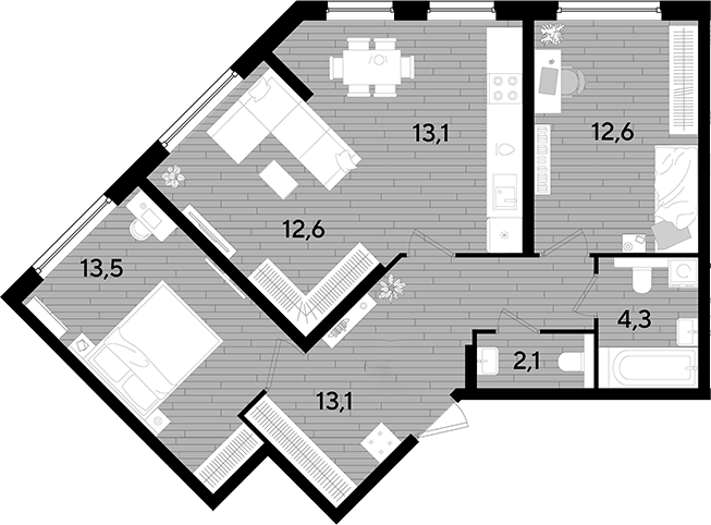 Продается 3-комн. квартира, 71.3 м²