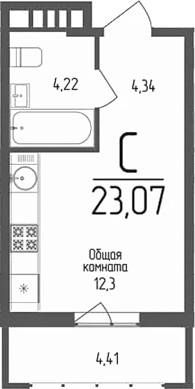 Продается 1-комн. квартира, 20.86 м²