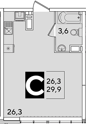 Продается 1-комн. квартира, 29.9 м²