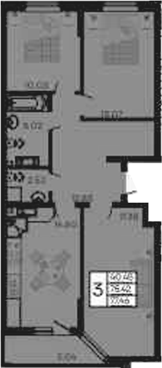 3-комн., 75.42 м², 6/9 этаж, ЖК «Дом 101»