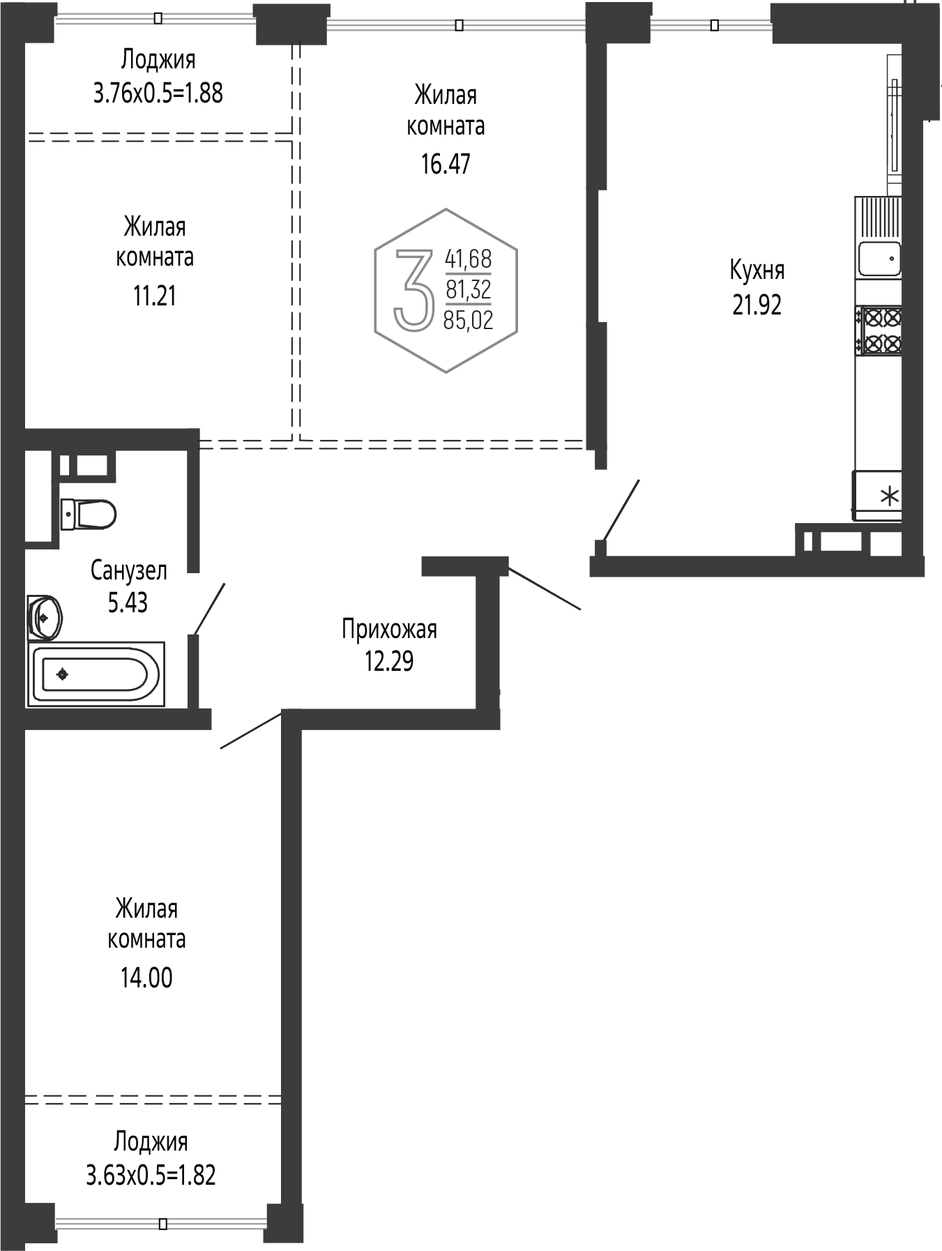 4+ комнаты, 81.32 м², 8/16 этаж, ЖК «Гарантия PRIME»
