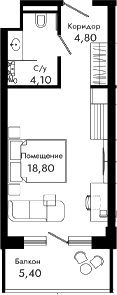 Студия, 27.7 м², 4/8 этаж, ЖК «Курортный отель Алеан Селект Агой»