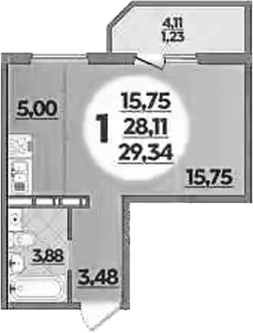 Студия, 28.11 м², 7/9 этаж, ЖК «Южная долина»