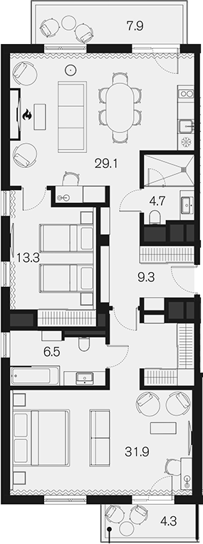 Продается 2-комн. квартира, 94.8 м²