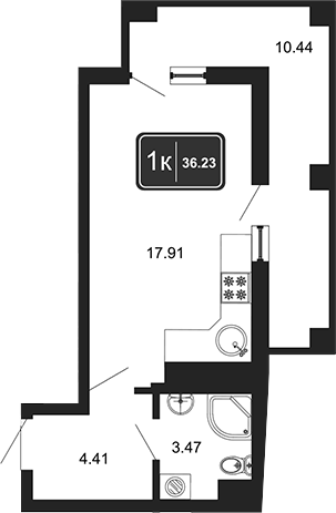 Студия, 25.79 м², 6/8 этаж, ЖК «Гостиничный комплекс Marine Garden 4»
