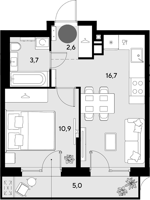 Продается 2-комн. квартира, 33.9 м²