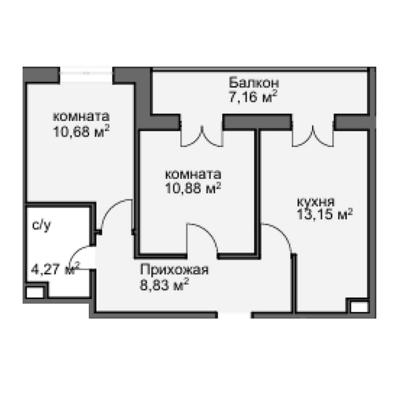 Продается 2-комн. квартира, 48.33 м²
