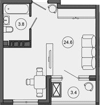 Студия, 28.4 м², 6/10 этаж, ЖК «Гостиничный комплекс GREENMONT»