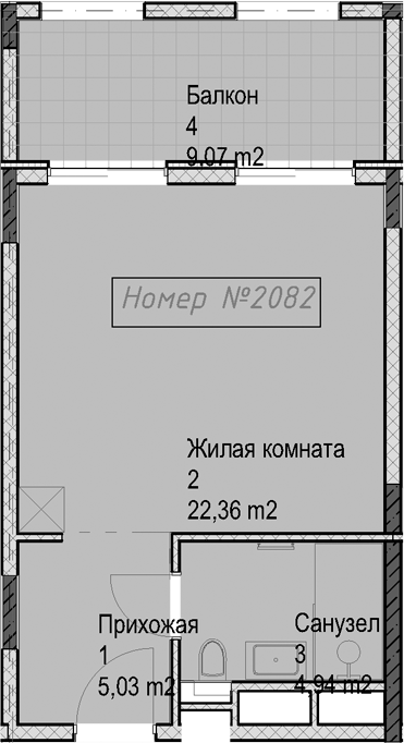 Студия, 32.3 м², 2/6 этаж, ЖК «Гостиничный комплекс Николай 1»