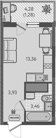 Студия, 20.75 м², 3/18 этаж, ЖК «Теплые края»