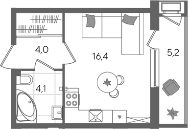 Студия, 24.5 м², 2/24 этаж, ЖК «Рекорд»