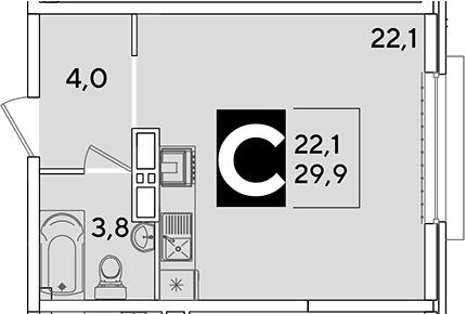 Продается 1-комн. квартира, 29.9 м²