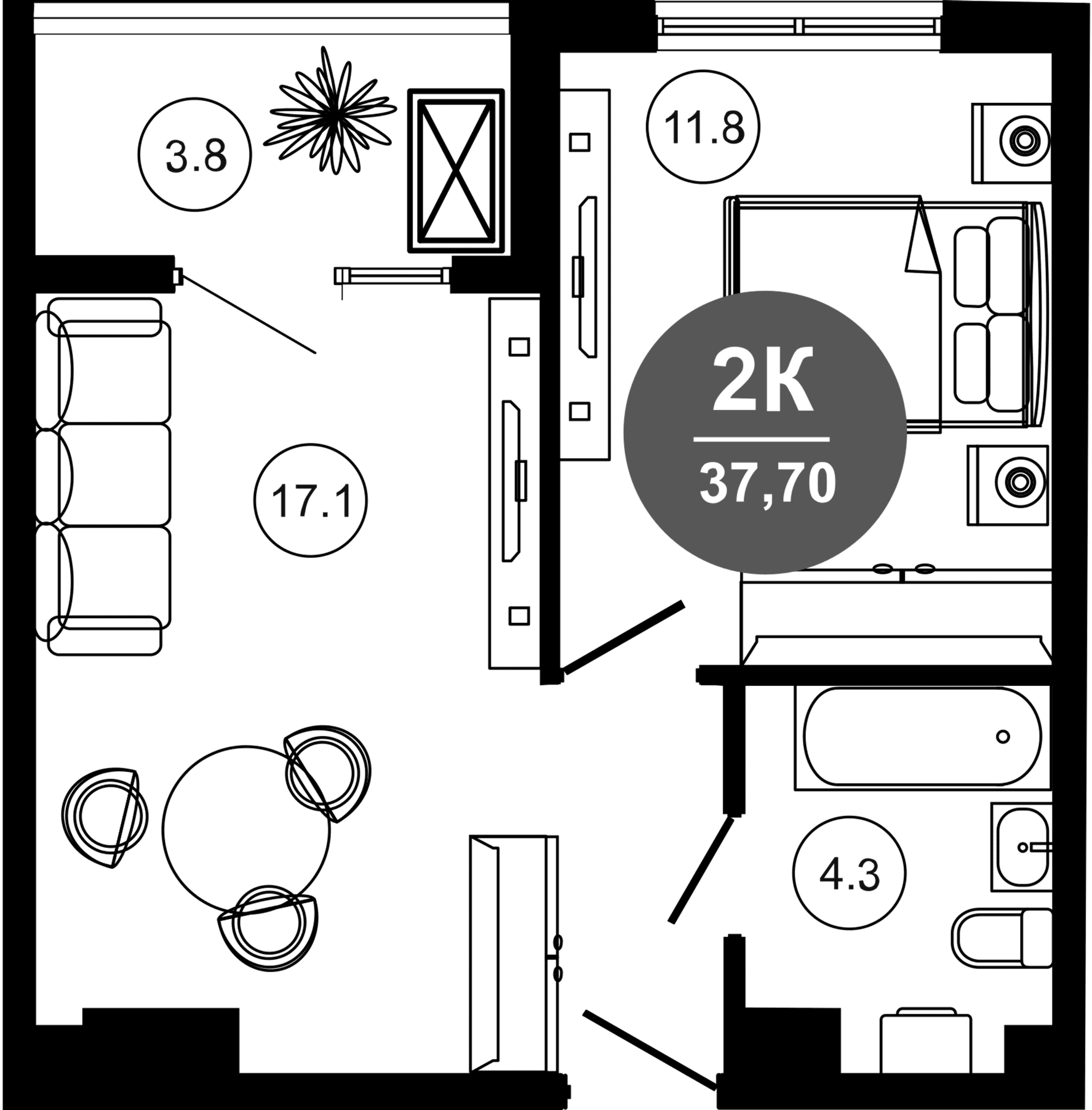 2-комн. Гостиничный комплекс GREENMONT