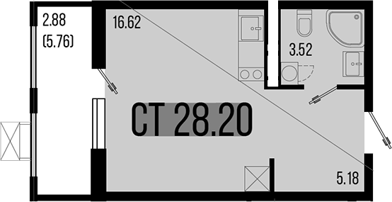 Продается 1-комн. квартира, 25.32 м²
