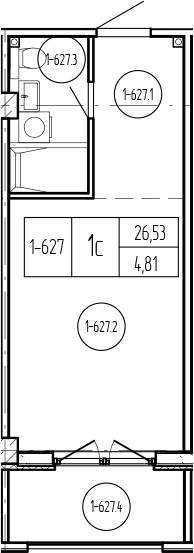 Студия, 26.53 м², 5/9 этаж, ЖК «Лучи»