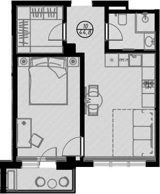 Студия, 41.6 м², 4/7 этаж, ЖК «Оливия»