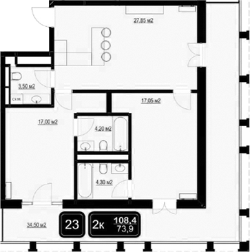 Продается 3-комн. квартира, 73.9 м²