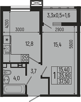 Продается 1-комн. квартира, 35.9 м²