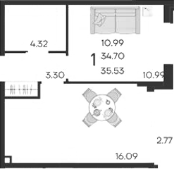 Продается 1-комн. квартира, 34.7 м²
