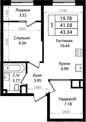 Продается 2-комн. квартира, 41.26 м²