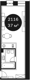 Объект, 36.85 м², 2/4 этаж, ЖК «Резиденция Волна»