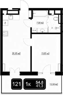 Продается 2-комн. квартира, 41.3 м²