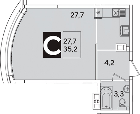Продается 1-комн. квартира, 35.2 м²