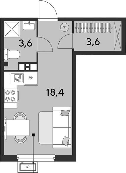 Студия, 25.9 м², 7/9 этаж, ЖК «Парк Победы»