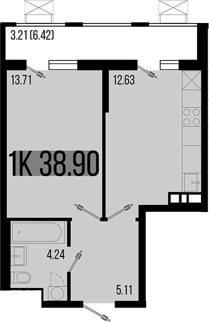 1-комн., 35.69 м², 5/8 этаж, ЖК «Цветной бульвар»