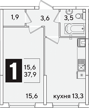 Продается 1-комн. квартира, 37.9 м²