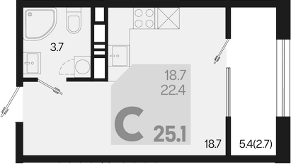 Продается 1-комн. квартира, 22.4 м²